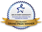 80% in Every Community. Reaching 80% screened for colorectal cancer. 2022 recipient, Grand Prize Winner.